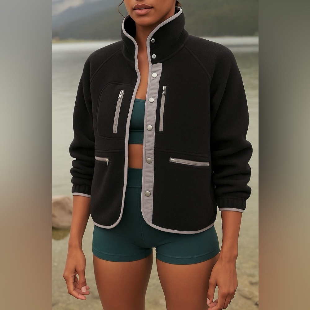 🎉 HOST PICK 🎉 Liv Outdoor Fleece Snap Jacket Sweatshirt Black & Gray M